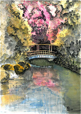 Wall Art featuring the painting Regents Park, Bridge 1, London, UK by Francisco Gutierrez