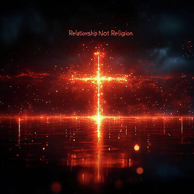 Reflection Wall Art featuring the ai art Relationship Not Religion 2 by Gian Smith