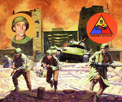 Wall Art featuring the painting Remagen Bridge Taken By U.S. Forces by Shannon Stirnweis
