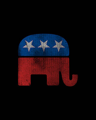 Party Wall Art featuring the digital art Republican Elephant Retro by Flippin Sweet Gear
