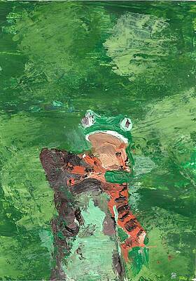 Nature Wall Art featuring the mixed media Resting Frog by Jenna Blank Page