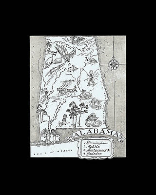 Alabama Wall Art featuring the digital art Retro Alabama Map by Flippin Sweet Gear
