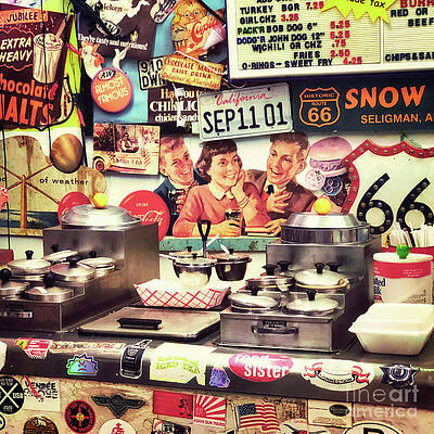 Wall Art featuring the photograph Retro Food Stall On Route 66, Seligman, AZ by Tatiana Travelways