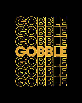 80s Wall Art featuring the digital art Retro Gobble Gobble Thanksgiving Turkey by Flippin Sweet Gear