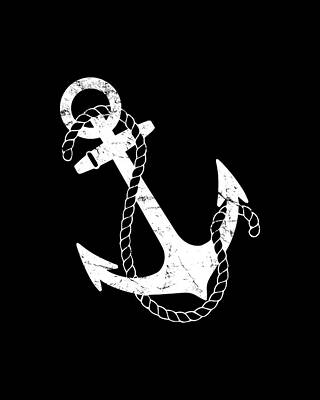 Sailing Wall Art featuring the digital art Retro Nautical Anchor by Flippin Sweet Gear