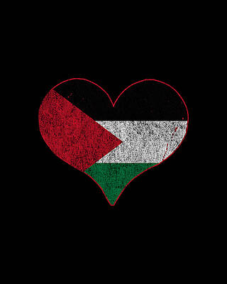 Culture Digital Art - Retro Palestine Flag Heart by Flippin Sweet Gear