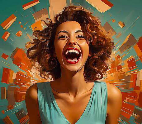 Vintage Digital Art - Retro-style Digital Painting Of A Person Smiling Cheerfully by Andre Petrov