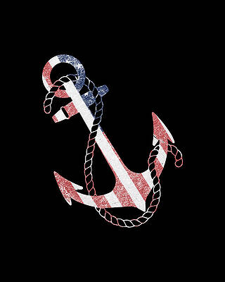 Usa Wall Art featuring the digital art Retro USA Flag Anchor by Flippin Sweet Gear