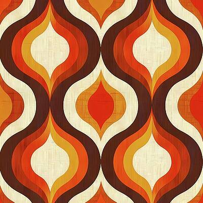 Geometric Wall Art featuring the digital art Retro_70s_patterns_warm_colors_funky_shapes_nostalgic_No 1 by Andre Petrov