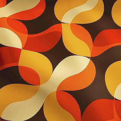 Geometric Wall Art featuring the digital art Retro_70s_patterns_warm_colors_funky_shapes_nostalgic_No 3 by Andre Petrov