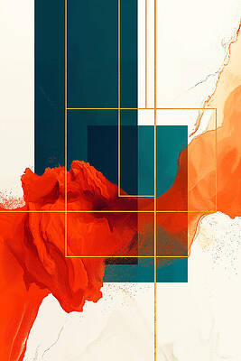 Vibrant Wall Art featuring the digital art Retrometric - Chromatic Seventies V by Philippe HUGONNARD