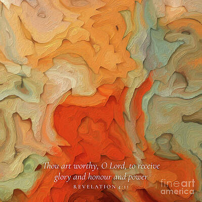 Wall Art featuring the painting Revelation 4 11 Square Christian Art, Glory And Honour And Power by Mark Lawrence