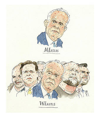 Political Leaders Caricatured with Measles Painting