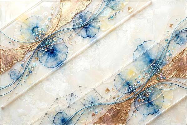 Abstract Blue and Gold Composition Wall Art