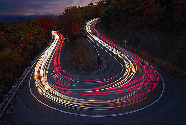 Ribbons Of Time Shawangunk Hairpin At Twilight Print