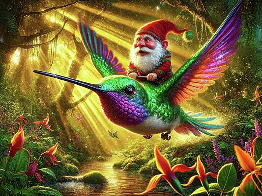 Digital Art - Riding The Rainbow Hummingbird by Bill And Linda Tiepelman