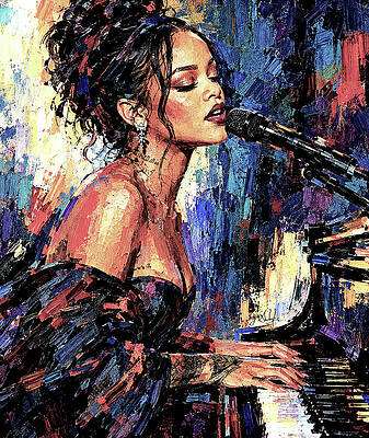 Rihanna Performing at Piano Digital Art