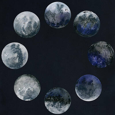 Wall Art featuring the mixed media Ring Of Moon Phases On Night Sky by Elizabeth Reich