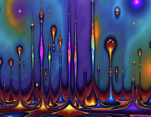 Vibrant Digital Art - Rising Drops by Eris And AI