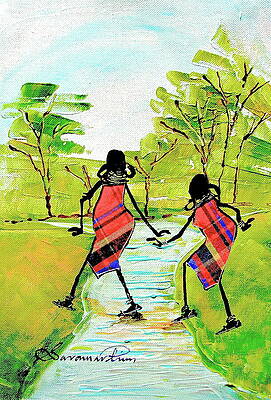 Vibrant Wall Art featuring the painting River by Sarah Shiundu