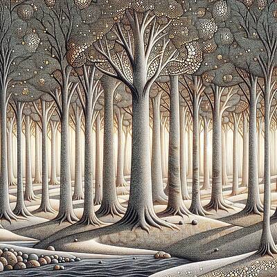 Intricate Digital Art - River Trees by Colin Hardman
