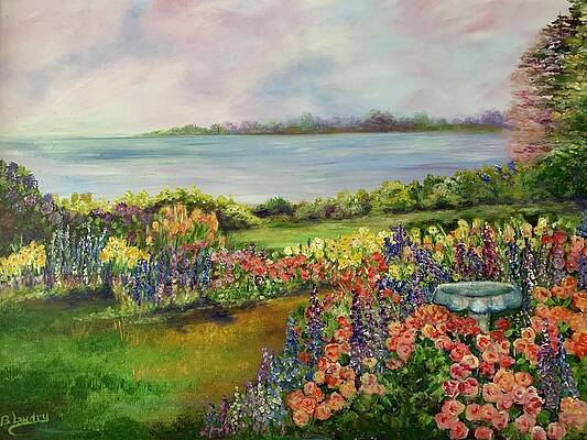 Wall Art featuring the painting River View Garden by Barbara Landry