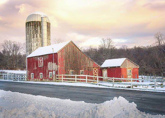 Winter Wall Art featuring the photograph Roadside Farm In Winter by Dave King