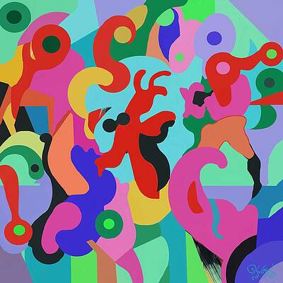 Abstract Wall Art featuring the painting Roatan - Organic Waves Abstract by Sonja Kraft