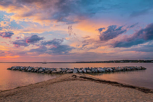 Water Photograph - Rock Jetty Sunset by David Fountain