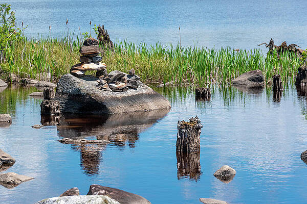 Outdoors Photograph - Rock Pile On The Ottawa River, Ontario by John Twynam