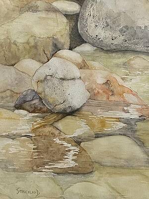 Serene Painting - Rocks In Stream by Judy Strickland