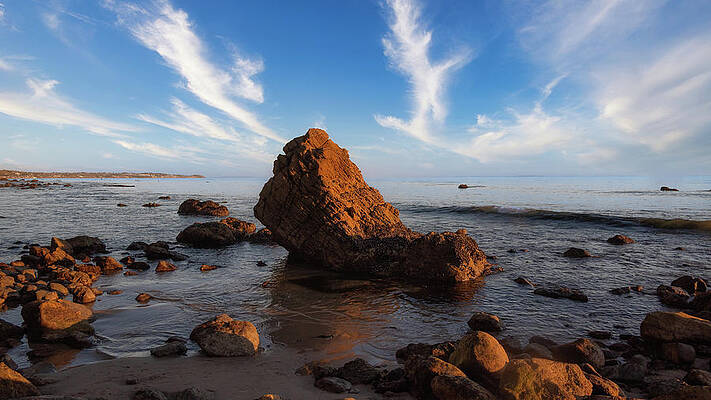 Wall Art featuring the photograph Rocky Shoreline In Malibu by Matthew DeGrushe