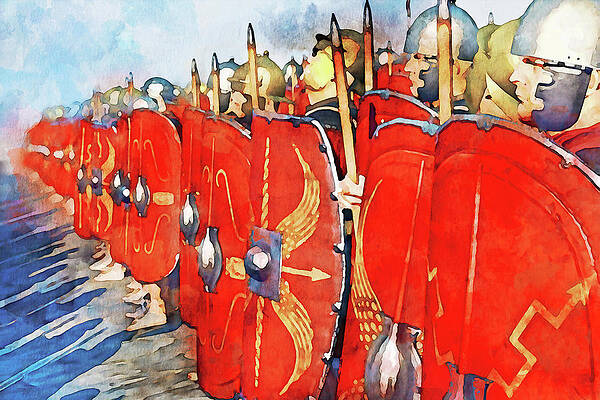 Historical Painting - Roman Legion In Battle, 07 by AM FineArtPrints