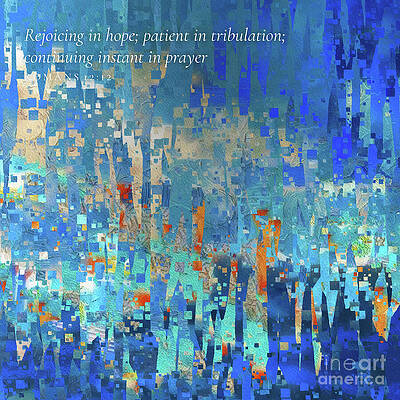 Wall Art featuring the painting Romans 12 12 Square Christian Art, Continuing Instant In Prayer by Mark Lawrence