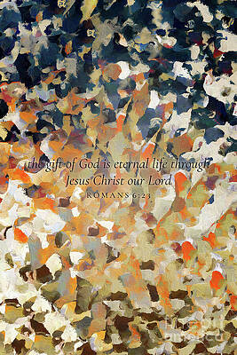 Wall Art featuring the painting Romans 6 23 Bible Verse Wall Art, The Gift Of God Is Eternal Life by Mark Lawrence