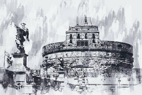 Historical Painting - Rome, Mausoleum Of Hadrian - 15 by AM FineArtPrints