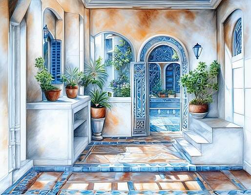 Architecture Wall Art featuring the digital art Room By The Pool Room by Eris And AI