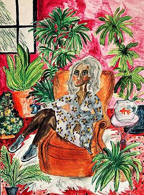 Woman Wall Art featuring the painting Roomies by Stacey Torres