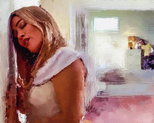 Woman Relaxing by a Wall Digital Art