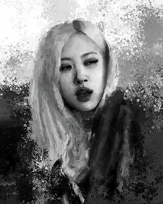 Expression Wall Art featuring the digital art Rose Blackpink, Apt Bw by Gradify Creations