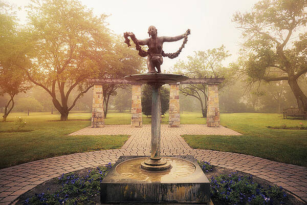 Sunrise Wall Art featuring the photograph Rose Gardens Statue Water Feature At Sunrise by Jason Fink