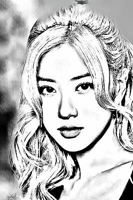 Black And White Digital Art - Rose, Messy by Gradify Creations