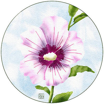 Floral Wall Art featuring the digital art Rose Of Sharon Botanical Artwork - Unique Floral Hand-Drawn Masterpiece by Snow Iris Studio