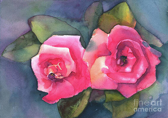 Wall Art featuring the painting Rose Pairing by Lois Blasberg