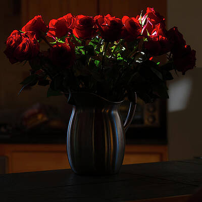 Wall Art featuring the photograph Roses Aglow In The Dark by Mary Lee Dereske