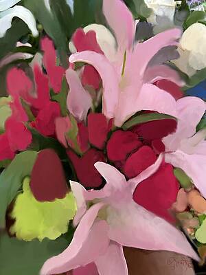 Flower Wall Art featuring the painting Roses And Lillies - Classic Botanical Floral Wall Art by Sonja Kraft