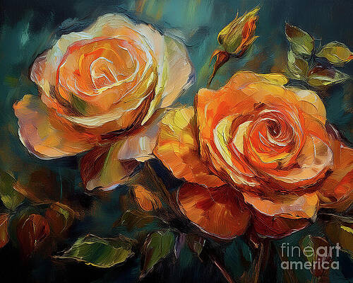Vintage Wall Art featuring the ai art Roses by Macro Abundance