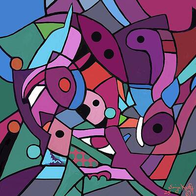 Geometric Painting - Vortex by Sonja Kraft