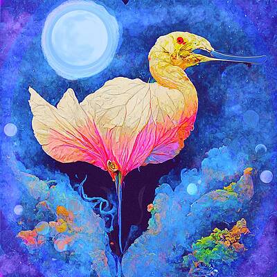 Bird Wall Art featuring the mixed media Rosette Spoonbill Abstract by David McKinney