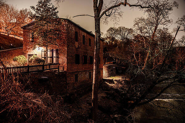 Georgia Photograph - Roswell Mills After Dark - Roswell, GA by Anthony Hightower